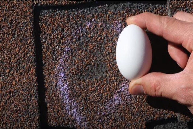 Odessa Roofing hail damage on roof as big as an egg